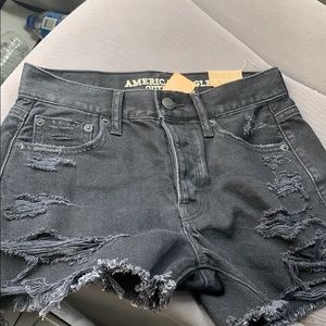 American Eagle black distressed shorts
